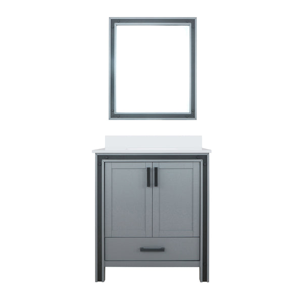 English Elm Dark Grey Bath Vanity Set With Cultured Marble Top, Soft-Close Storage & Coordinating Mirror - 30" W B2731S00809