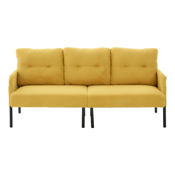 English Elm United We Win Corduroy Loveseat Plush Ergonomic Sofa with Spring Support Metal Legs Mustard Yellow W1568P410047