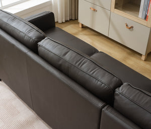 English Elm 94.5 Inch L-Shaped Genuine Leather Sofa With Left Chaise Lounge - Modern Espresso Elegance For Home W791S00023