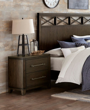 English Elm Contemporary Nightstand with 2 Soft-Close Drawers, Ash Veneer Finish, Sleek Modern Bedroom Accent Dark Brown 31.75 L x 21.25 W x 33.25 H B011P208530