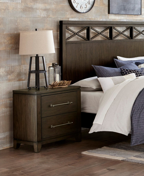 English Elm Contemporary Nightstand with 2 Soft-Close Drawers, Ash Veneer Finish, Sleek Modern Bedroom Accent Dark Brown 31.75 L x 21.25 W x 33.25 H B011P208530