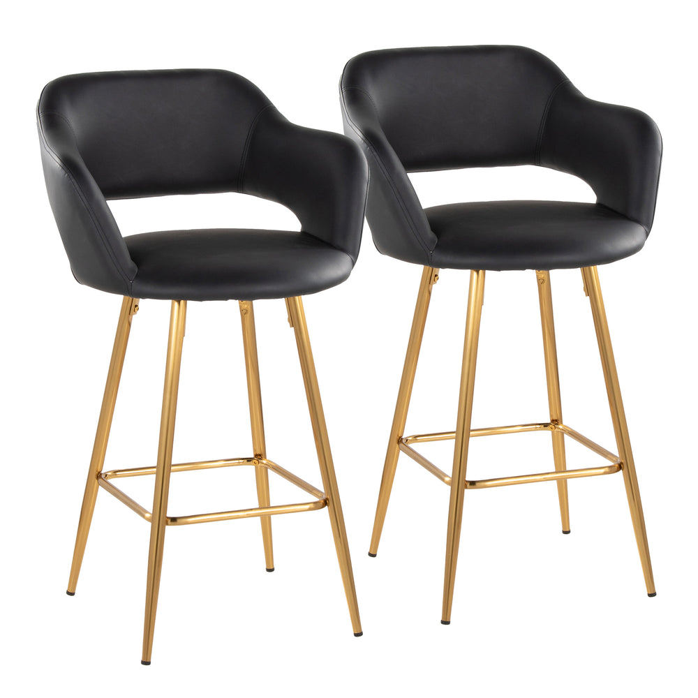 English Elm Margarite Contemporary 26" Fixed-Height Counter Stool with Gold Metal Frame and Faux Leather Seat Set of 2 Grey B202S00355