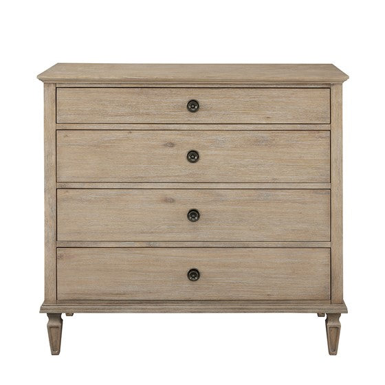 English Elm Victoria Small Dresser — French-inspired wire-brushed birch veneer, velvet-lined top drawer, antique pulls, tapered legs, 40"W x 36"H, 150lb top capacity B03548942