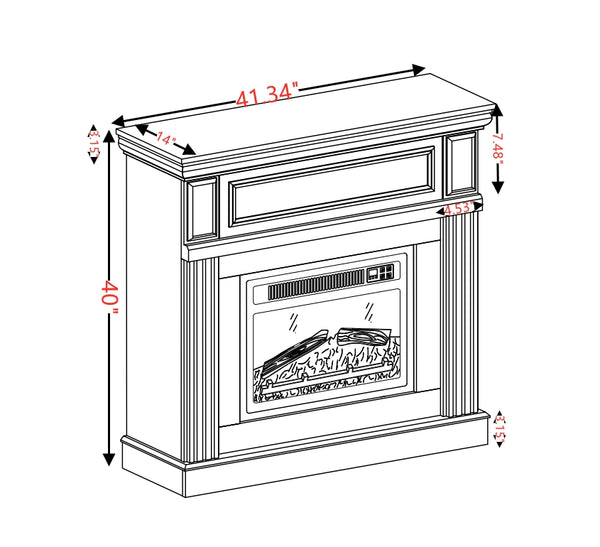 English Elm Electric Fireplace With Classic Mantel Surround, 3D Flame, Remote Control & Adjustable Heat Settings W1758S00031