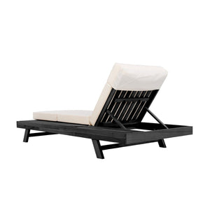 English Elm Lounge Chaise Outdoor Acacia Wood Slatted Frame with Water Resistant Cushion Resort Style Black,Cream N770P442B67C