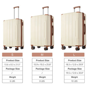 English Elm Luggage Set 3 Piece Abs Hard Shell Expandable Suitcase with Tsa Lock Spinner Wheels Brown White N730P296765O