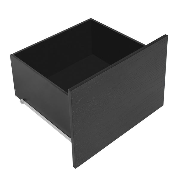English Elm 33.25" Square Storage Coffee Table Four Drawer Matte Mdf Living Room Centerpiece Black N735P422508B