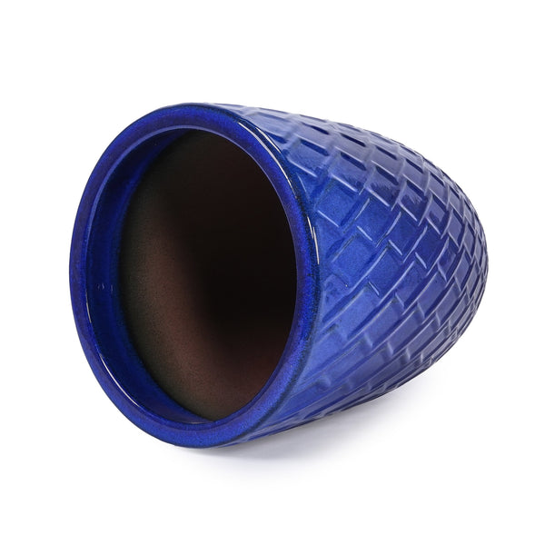 English Elm Ceramic Modern Flowerpot - Handcrafted Dark Blue Planter For Stylish Indoor & Outdoor Spaces W3273P326365