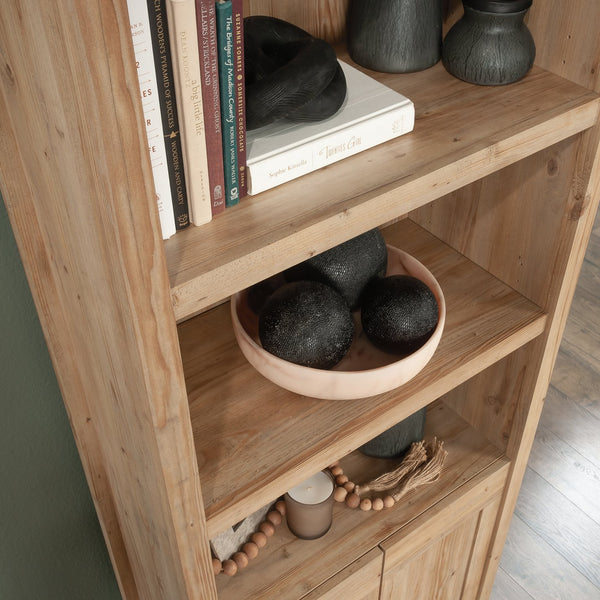 English Elm Bookcase With Doors – Elegant Brown Finish, Adjustable Shelves, Ideal For Modern & Rustic Spaces B356P402661