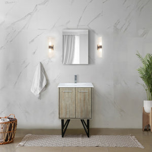 English Elm Rustic Acacia Bath Vanity 24" W With White Quartz Top, Chrome Faucet, Soft-Close Storage Solution B2731P259590-GIGA