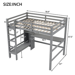 English Elm Full Size Loft Bed With Under-Bed Desk And Stylish Shelves For Space-Saving Bedroom Solutions N7090005004E