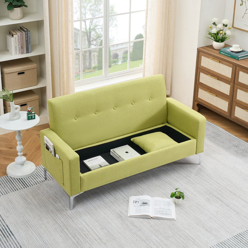 English Elm Multi-functional velvet 2-seater sofa with gold metal legs, solid wood frame, removable pillowcases, modern compact loveseat for living room apartments home office W1658P225268
