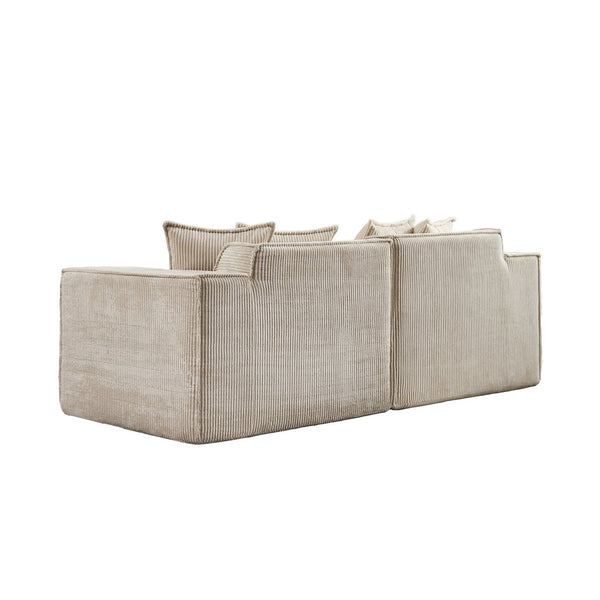 English Elm 78.74" Modular Sectional Sofa with Corduroy Upholstery, High-Density Foam Comfort, Modern Compact Couch W1036S00061
