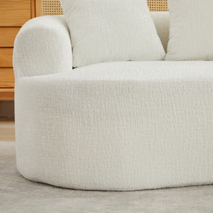 English Elm Curved Chenille Loveseat with Memory Foam Deep Seat and Three Pillows for Compact Living Beige W2915P370964