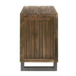 English Elm Reclaimed Oak Nightstand with 3 Drawers, Felt-Lined Top, Smooth Metal Glides & Nickel Accents B062P186503