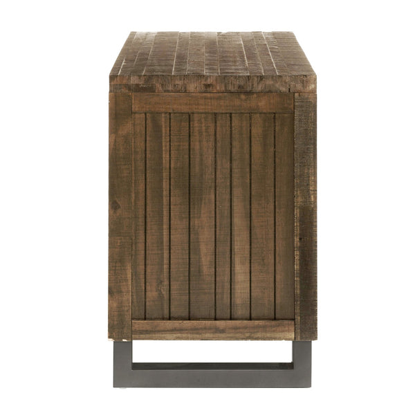 English Elm Reclaimed Oak Nightstand with 3 Drawers, Felt-Lined Top, Smooth Metal Glides & Nickel Accents B062P186503