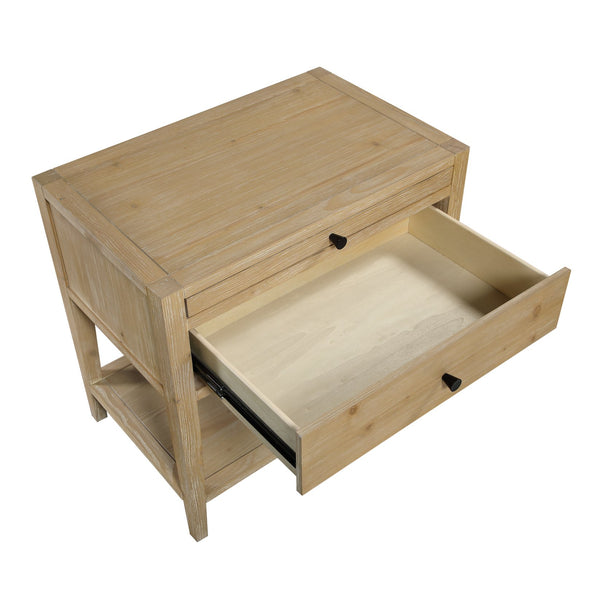 English Elm Sunveil 1-Drawer Nightstand with Pull-Out Tray and Open Shelf, Wood Construction, No Assembly Required Natural B050P362617