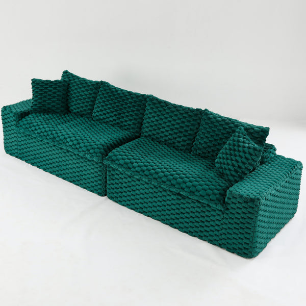 English Elm Luxury Turtle Velvet Multifunctional Sofa - Convertible Green Modular Seating for Family, 400lb Capacity W3371S00043