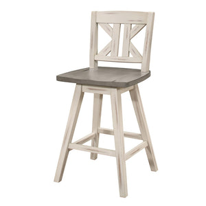 English Elm Ati Swivel Barstools Set of 2 Solid Rubberwood X Back Farmhouse Kitchen Seating B056P416898