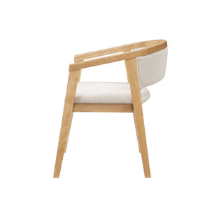 English Elm Christopher Knight Home® - U-shaped Mid-Century Dining Chair with Armrests, Bouclé Upholstery, High-Density Foam Comfort Beige,Oak N771P331338A