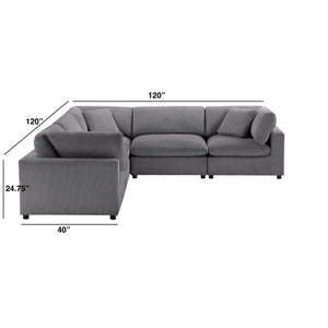 English Elm Chelsea Modular 5-Piece Sectional Sofa - Charcoal, Stylish & Family-Friendly With Easy Maintenance B050S00017