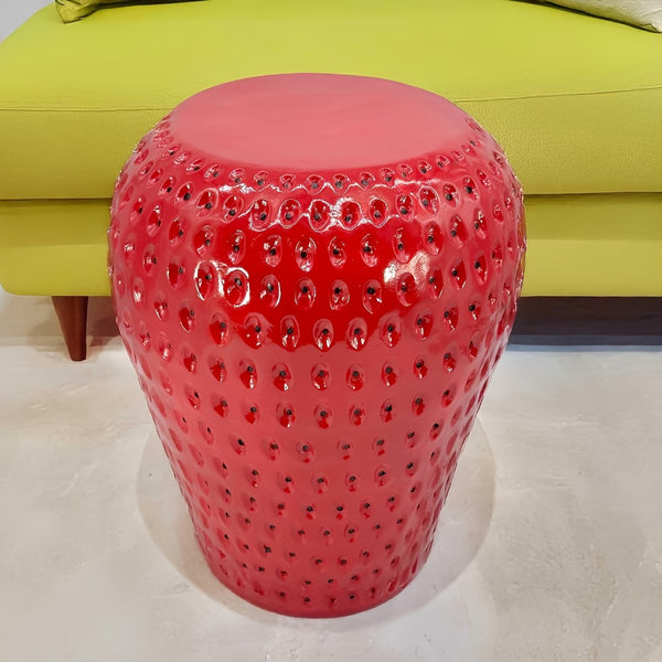 English Elm Yellow Lemon Shaped Resin Stool Playful Citrus Accent for Patio Sunroom or Kitchen W5709P490978