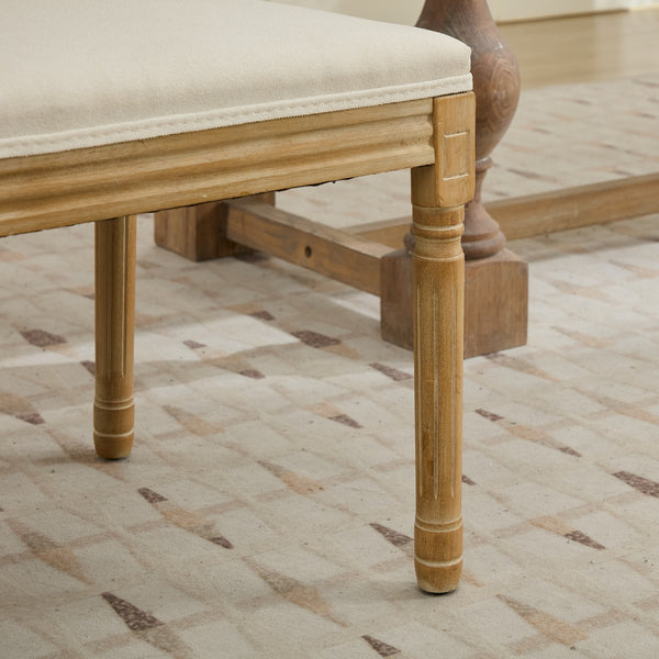 English Elm French Louis Dining Chair Set of 2 with Carved Solid Wood Frame, Rattan Back, Plush Foam Seating, 300lb Capacity Beige W1143P335056