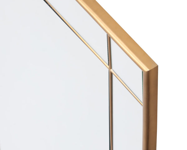 Sunpan PASADENA Floor Mirror - Elegant Brass Frame, Handcrafted, Full-Length Design for Timeless Style & Safety 106552