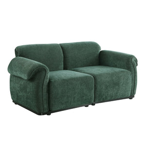 English Elm 102 Inch Linen Modular Sectional Sofa with Hidden Storage and Cloud Cushion Comfort Green W1099S00202