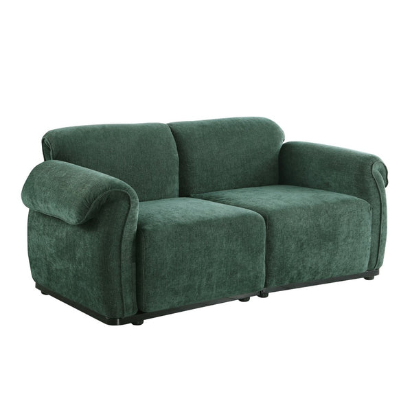English Elm 102 Inch Linen Modular Sectional Sofa with Hidden Storage and Cloud Cushion Comfort Green W1099S00202