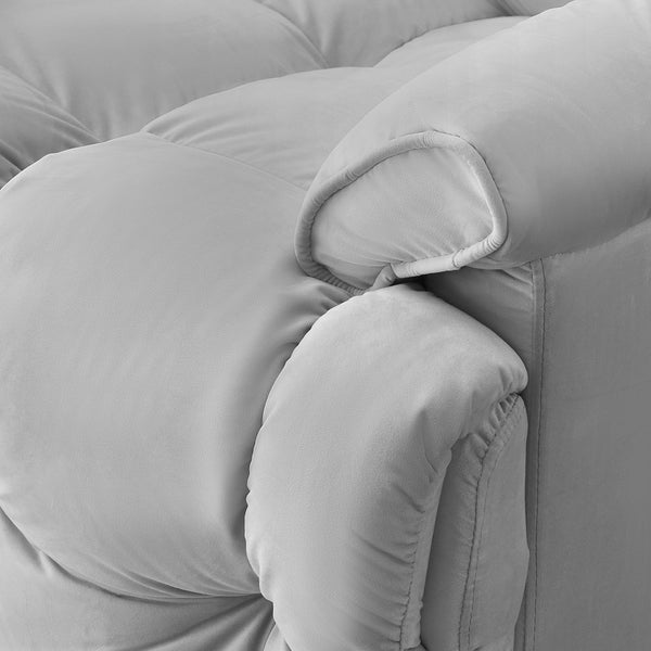 English Elm Single Teddy Upholstered Recliner Chair with Solid Wood Frame, Sponge Cushions & Phone Stand, Adjustable Back to 150° Gray W1278P212863