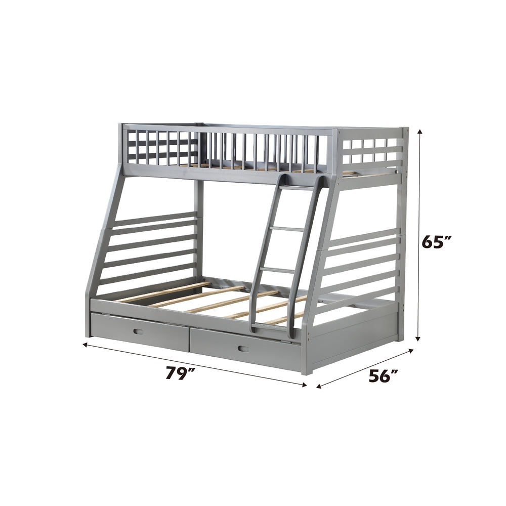 English Elm Jason Gray Twin/Full Bunk Bed with 2 Roll-Out Storage Drawers, Convertible, Pine Frame, 330lb Capacity B2726S00356