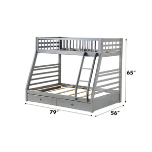 English Elm Jason Gray Twin/Full Bunk Bed with 2 Roll-Out Storage Drawers, Convertible, Pine Frame, 330lb Capacity B2726S00356