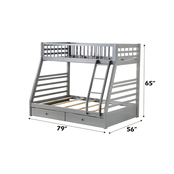 English Elm Jason Gray Twin/Full Bunk Bed with 2 Roll-Out Storage Drawers, Convertible, Pine Frame, 330lb Capacity B2726S00356