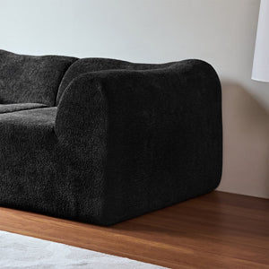 English Elm Modern Velvet Compressed 2-Seater Sofa Loveseat for Small Spaces — Plush Foam Seating, Space-Saving Design, Durable Comfort Black W1765P349642