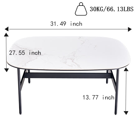 English Elm Small Modern Ceramic Coffee Table for Living Room — Black/White Rock Beam Top, Easy Clean, Quick Assembly, Stylish Low Square Centerpiece W1911P268306