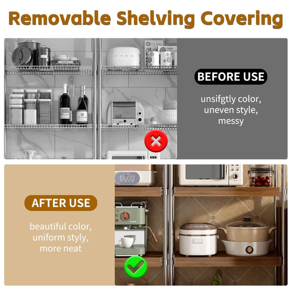 English Elm (24 Inch) Foamed Pvc Wire Shelf Covers Walnut Wood Grain Look for Pantry Closet Kitchen W2641P400320