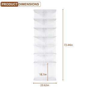 English Elm Rotating Shoe Rack Tower - 7-Tier 360° Spinning Organizer For 28 Pairs, Space-Saving Design In White W2699P270167-GIGA