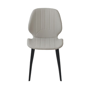 English Elm Modern Faux Leather Dining Chairs with Matte Black Legs Set of Two Gray Seating W1535P449690
