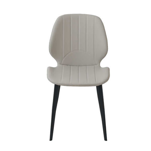 English Elm Modern Faux Leather Dining Chairs with Matte Black Legs Set of Two Gray Seating W1535P449690