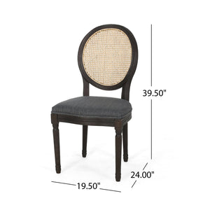 English Elm Christopher Knight Home® - DININGCHAIR Handcrafted Wicker & Fabric Dining Chair Set with Padded Seat, Rubberwood Frame Elegance Charcoal 65164.00CHAR