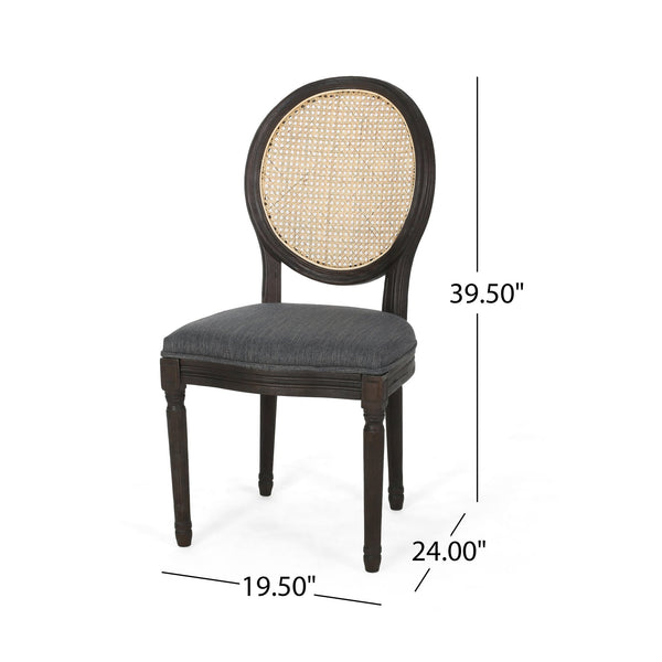 English Elm Christopher Knight Home® - DININGCHAIR Handcrafted Wicker & Fabric Dining Chair Set with Padded Seat, Rubberwood Frame Elegance Charcoal 65164.00CHAR