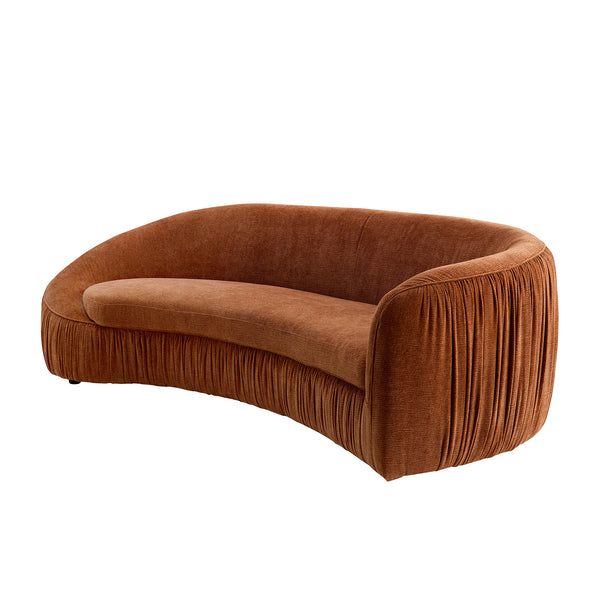 English Elm 92.13 Modern Curved 4-Seat Upholstered Sofa for Living Room — Solid Wood Frame, Polyester Fabric Comfort Orange W2582P231486