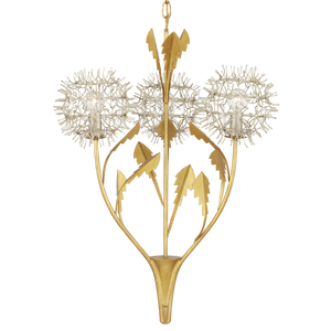 Dandelion Silver & Gold Pendant - Handcrafted Wrought Iron Floral Light Fixture with Unique Design