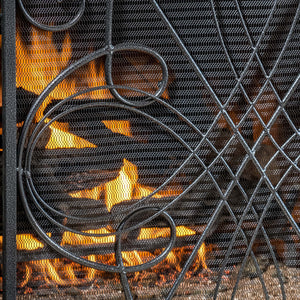 English Elm Christopher Knight Home® - KINGSPORT Rosalinda Floral Iron Fireplace Screen in Black Brushed Gold Finish with Ornate Detail and Protection 55340.00SIL