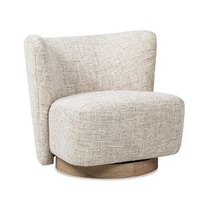 English Elm Jennifer Taylor Home - Miranda 30" Armless Swivel Accent Chair - Natural Gray Chenille, Curved Ergonomic Design & Ash Base B2719P277871