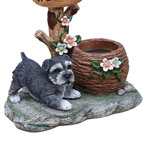 English Elm Schnauzer Solar Led Resin Planter Statue Outdoor Garden Accent for Patio Decor W5398P464236