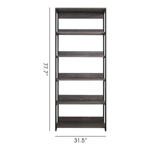 English Elm Monica Rustic Gray Wood And Metal Walk-In Closet With Five Deep Shelves For Stylish Storage Solutions B040S00025
