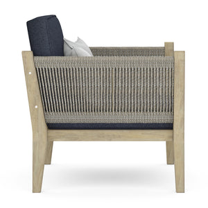 English Elm Cayman Outdoor Conversation Chair Slate Grey — Handcrafted Acacia & Rope, Water-Resistant Cushions, Modern Comfort B136P159362
