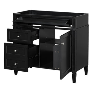 English Elm 36'' Modern Bathroom Vanity Cabinet With 2 Drawers, Tip-Out Storage & Solid Wood Frame Design N710P256582B